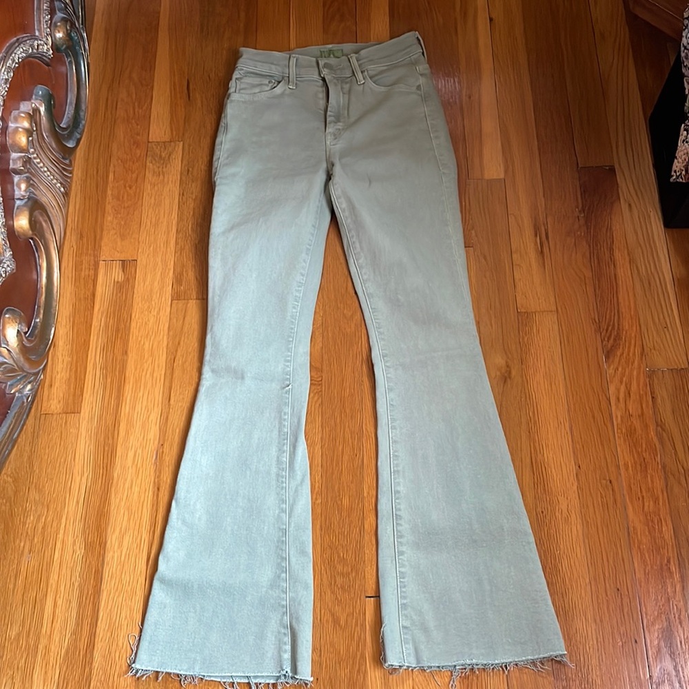 MOTHER JEANS “THE WEEKENDER FRAY” ICEBERG GREEN 25 EXCELLENT WORN TWICE